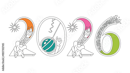 2026 Typography Fun: A whimsical and creative 2026 design with playful elements, creating a fun and lighthearted feel. 