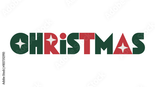 Festive Christmas Typography: A vibrant typographic composition of the word Christmas, embellished with festive shapes and colors, evoking the joy and spirit of the holiday season.