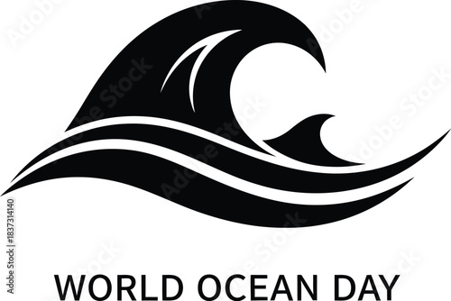World ocean day stylized wave icon logo graphic