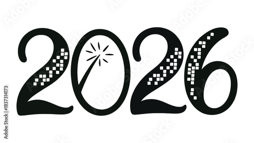 New Year Countdown 2026: Elegant, artistic, and celebratory, a stylish design element marking the arrival of the New Year 2026 
