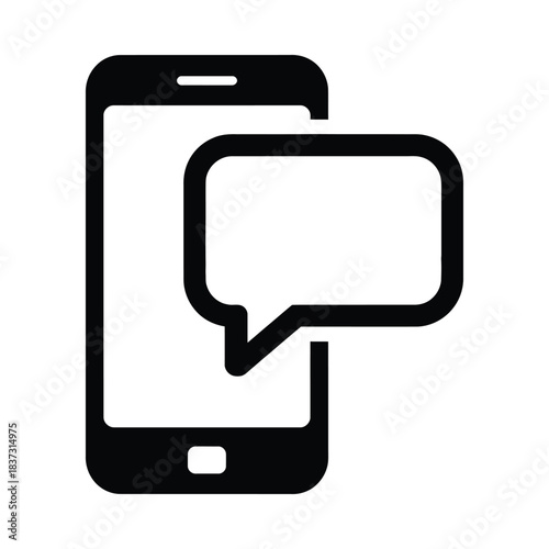 Mobile phone with speech bubble icon