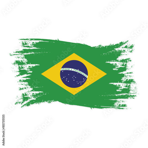Waved flag of brazil with distressed texture representing national pride and heritage