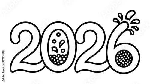 Year 2026 Typography: An artistic representation of the year 2026, crafted with unique typography, showcasing a sense of anticipation and the promise of a fresh start.