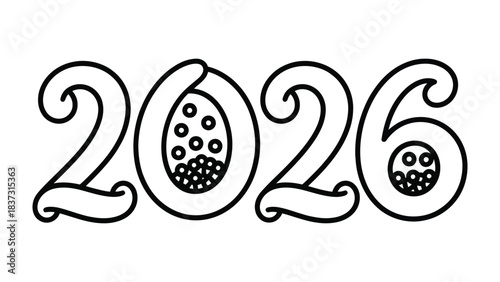 2026: A clean and simple illustration showcasing the year 2026 with a touch of unique design, perfect for various creative applications.