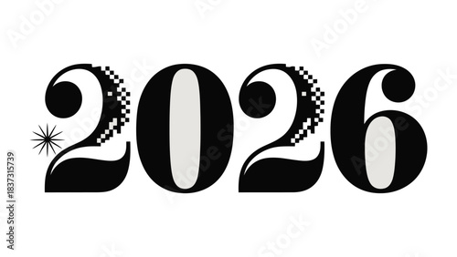 Year 2026 Typography: A clean and modern typographic design for the year 2026, offering a contemporary aesthetic and versatility in application.