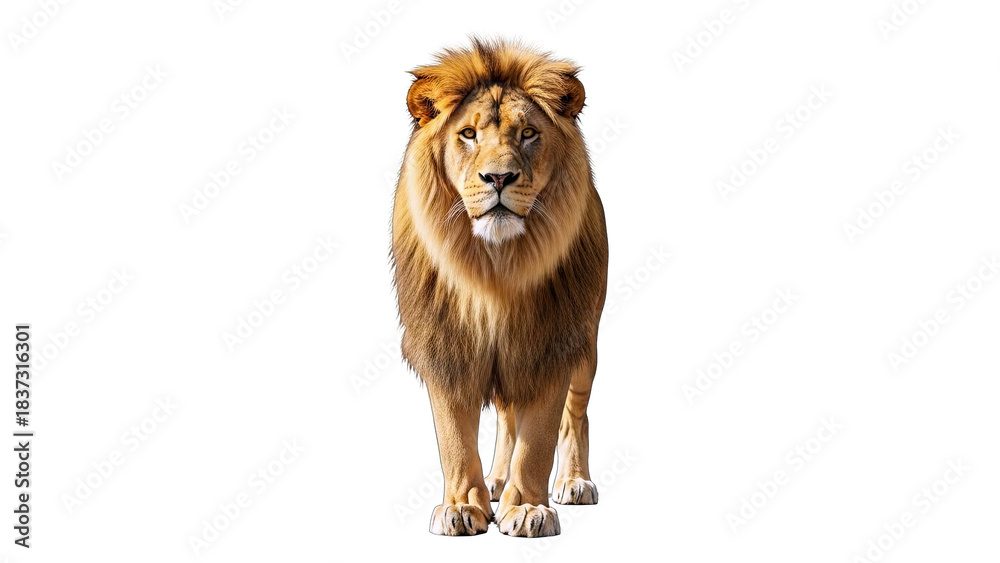 Obraz premium Lion Standing Proudly on White Background