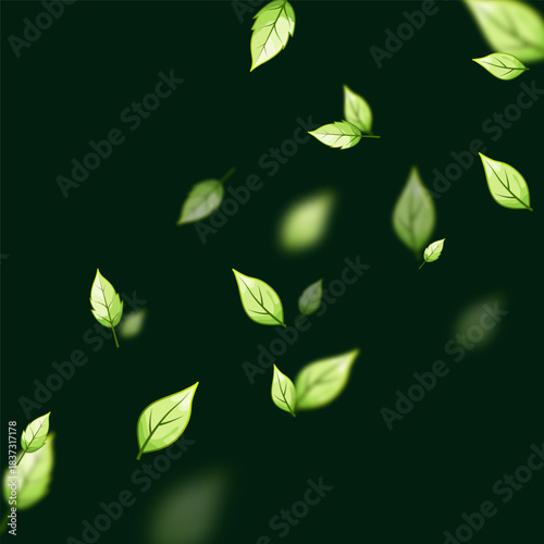 A vector illustration of green leaves flowing smoothly against a dark background