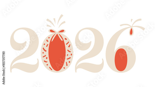 Year 2026 Celebration : A stylized image with the year 2026 written, perfect for calendars, greeting cards, and futuristic projects.