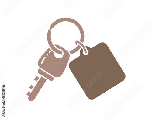 Glyph icon of a key chain. Steel keychain, metallic keyring. Solving puzzles, clues for riddles. A component of a mystery quest. Escape room. Silhouette symbol on a white background. 