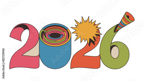 Vibrant 2026 Typography: A lively and colorful graphic showcasing the year 2026, ideal for various design uses, embodying the spirit of innovation and fresh beginnings.