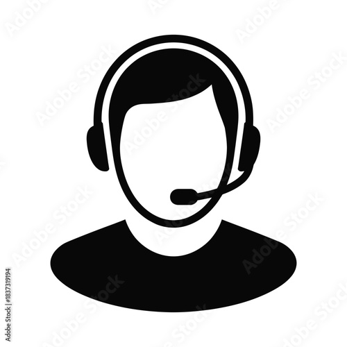 Customer support representative wearing headset