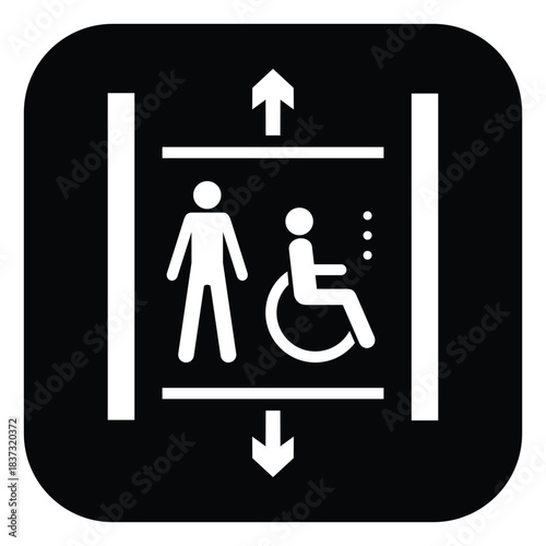 Accessibility Icon – White Wheelchair Symbol on Black Background