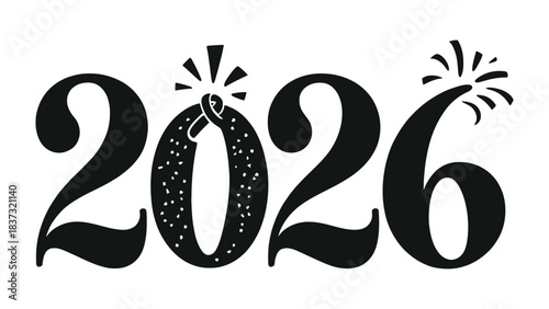 Emblazoned Year 2026: An elegant display showcasing the year 2026, composed in a bold and artistic font, embodying optimism and the promise of new beginnings. 