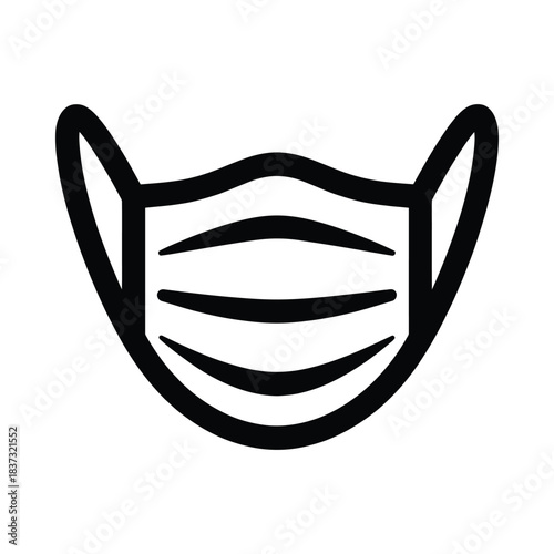 Simple face mask icon on white background