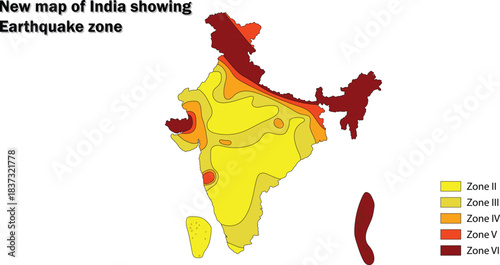 India Earthquake Hazard Zone Map Showing Seismic Risk Regions from Zone II to Zone VI with Updated Seismic Classification