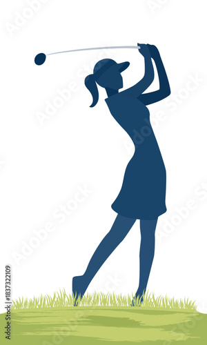  Golfer woman full golf swing