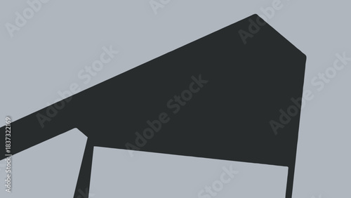 Abstract dark gray geometric shape shadow on light gray background, sharp edges, modern design element