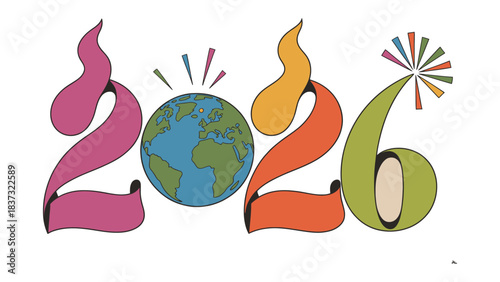 Obraz na plátne Vision 2026: An artistic depiction of the Earth at the center, symbolizes the pivotal year and theme, perfect for environmental or futuristic concepts