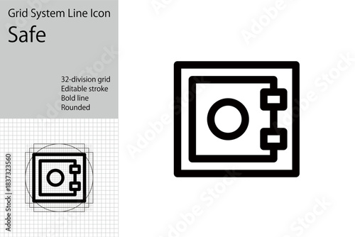 Icon representing a bank vault, safe deposit box, bank deposit, etc.