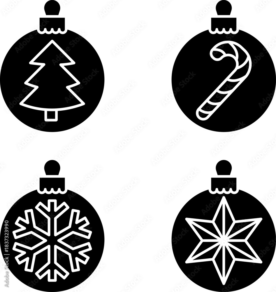 Fototapeta premium Christmas Ornaments Fill icons