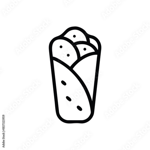 burrito line icon on white background