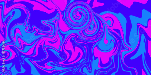 Psychedelic pink and blue colored abstract background. Liquid flowing paint in purple and blue colors with a bright surface.