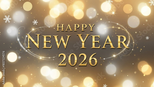 Happy New Year 2026: Sparkling greetings for the new year, wishing joy and prosperity with festive lights and snowflakes, celebrating a time of fresh beginnings and hopeful prospects. 