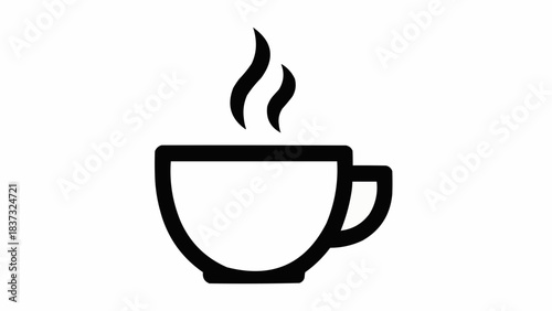 A simple vector illustration of a steaming cup of coffee viewed from the side