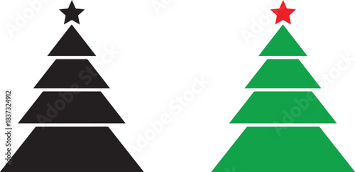 Christmas tree silhouette icon Vector illustration set of stylized green fir trees for Christmas and New Year holiday greeting card decoration design christmas tree set