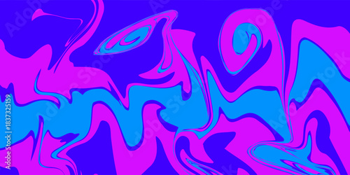 Psychedelic pink and blue colored abstract background. Liquid flowing paint in purple and blue colors with a bright surface. Simple and modern concept