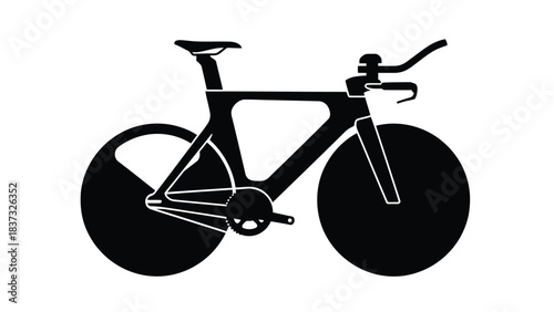 A sleek silhouette of a time trial bicycle showcasing aerodynamic design