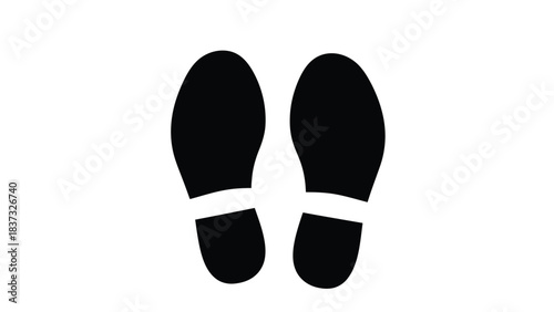 Simple depiction of two black shoe prints on a white background