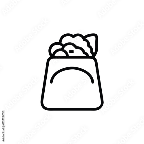 takeaway mexican food bag line icon