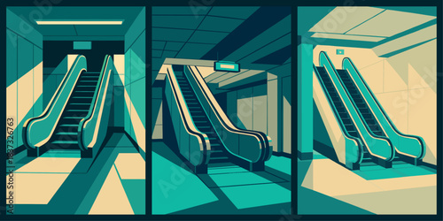 Liminal Space in an Empty Escalator Area with Architectural Design