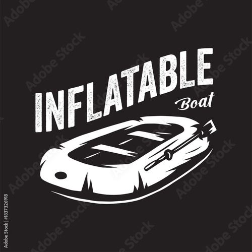 Vintage illustration of inflatable boat logo