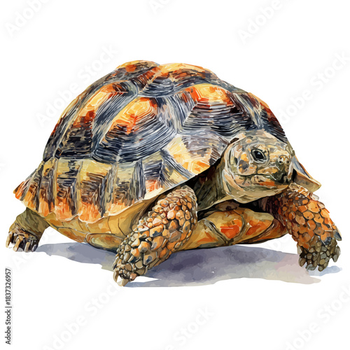 A watercolor painting of Tortoise, vector illustration on white background.