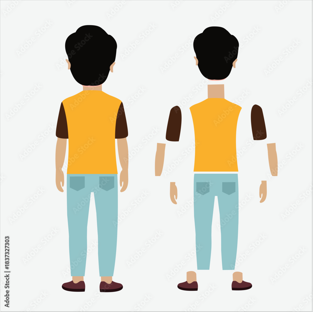 Fototapeta premium Indian Boy With Cartoon Character Set Indian Young boy Character for Animation