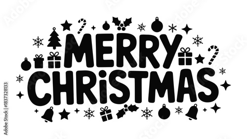 Festive Christmas Message: A cheerful Merry Christmas greeting adorned with classic holiday elements, perfect for spreading festive cheer and the spirit of the season.