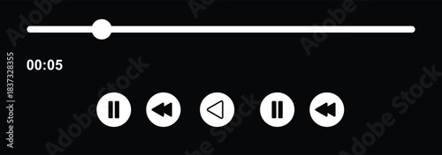 Media Player and Music Player Icon Set, modern vector icon set featuring flat and outline media controls: play, pause, stop, volume, mute, shuffle, loop, download, like, share. Eps 10. 
