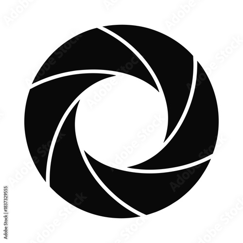 Camera shutter icon on white background