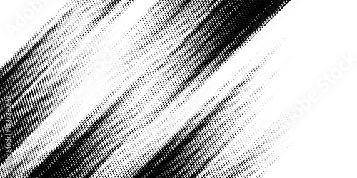 Black grunge halftone gradient background. Abstract faded grit noise texture. White and black simple wallpaper.