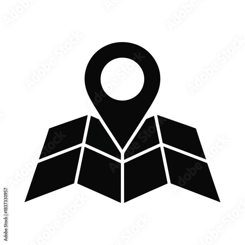 Map pin on folded map illustration