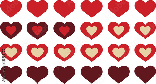 Heart-shaped icons set. 30 heart shapes vector icons.
