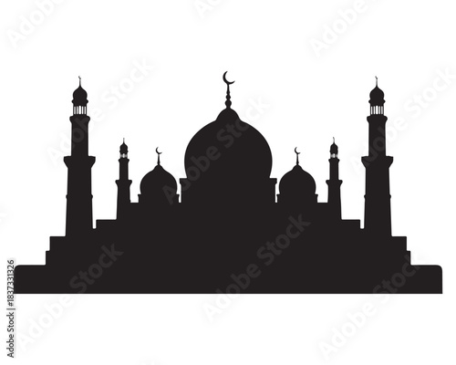 Ramadan mosque silhouette graphic design Vector