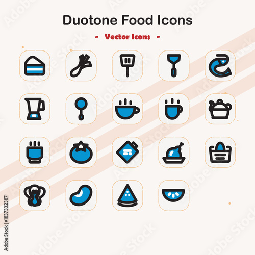 Duotone Food Icons for Menu and Culinary Applications