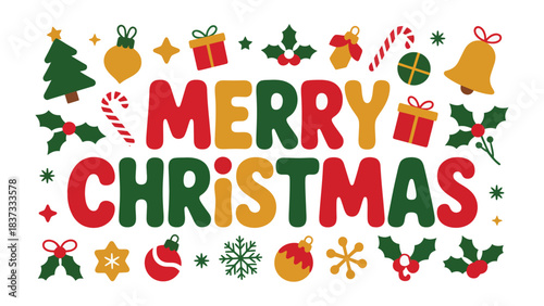 Festive Greetings: Merry Christmas Celebration: A cheerful seasonal greeting bursting with joy, featuring festive ornaments and holiday elements, all radiating the spirit of celebration.
