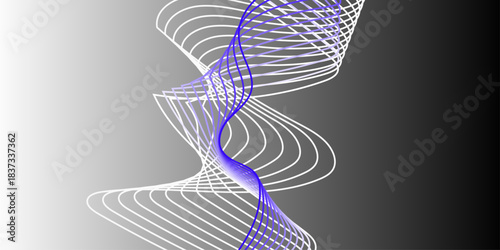 Blue and White Wave Abstract Background. Long exposure photograph of blue neon colour in an abstract swirl, parallel lines pattern against a black background. lines for banner, business background.