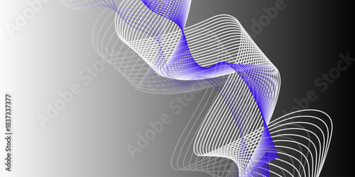 Blue and White Wave Abstract Background. Long exposure photograph of blue neon colour in an abstract swirl, parallel lines pattern against a black background. lines for banner, business background.