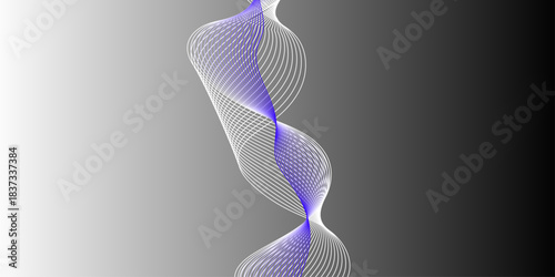 Blue and White Wave Abstract Background. Long exposure photograph of blue neon colour in an abstract swirl, parallel lines pattern against a black background. lines for banner, business background.