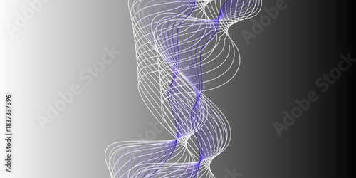 Blue and White Wave Abstract Background. Long exposure photograph of blue neon colour in an abstract swirl, parallel lines pattern against a black background. lines for banner, business background.